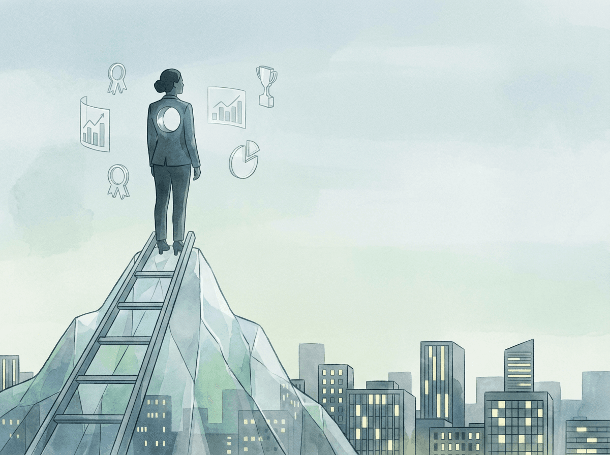 Executiva no topo sentindo vazio