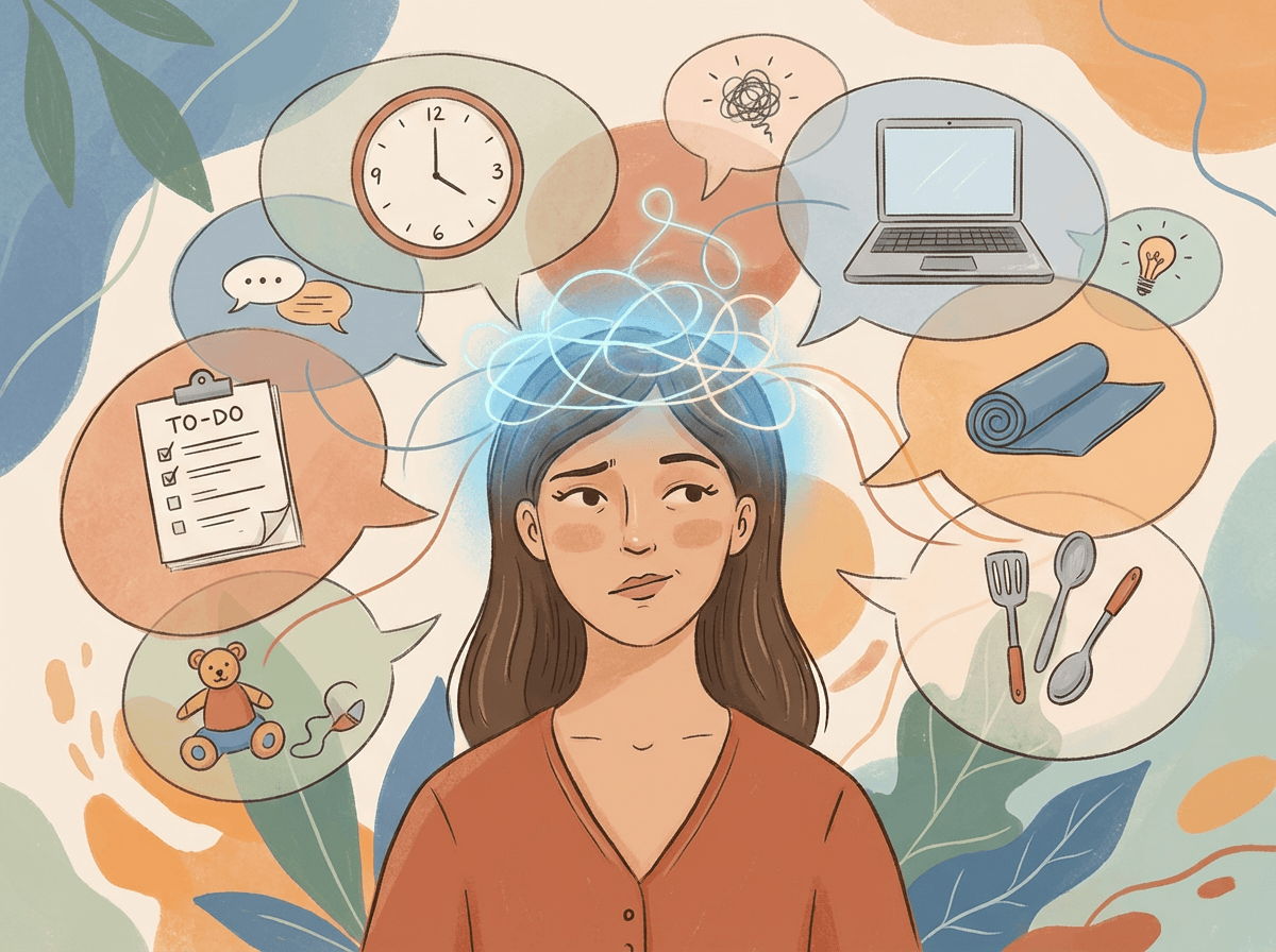 Mente com TDAH e múltiplos pensamentos