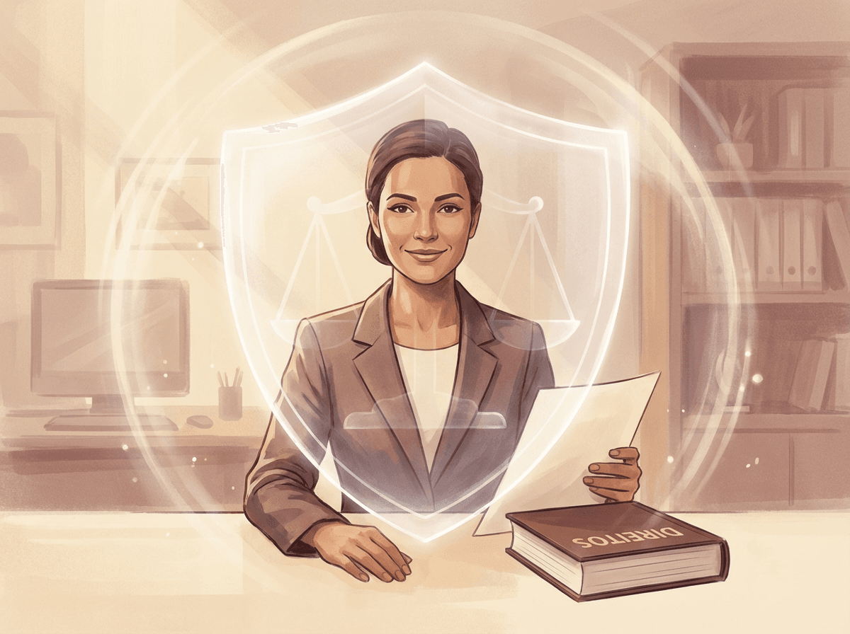 Mulher profissional conhecendo seus direitos