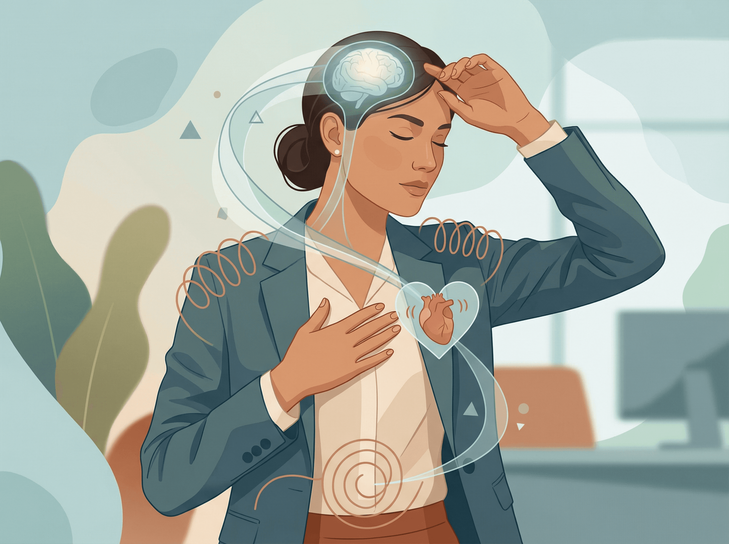 Os sintomas físicos da ansiedade envolvem uma conexão complexa entre mente e corpo