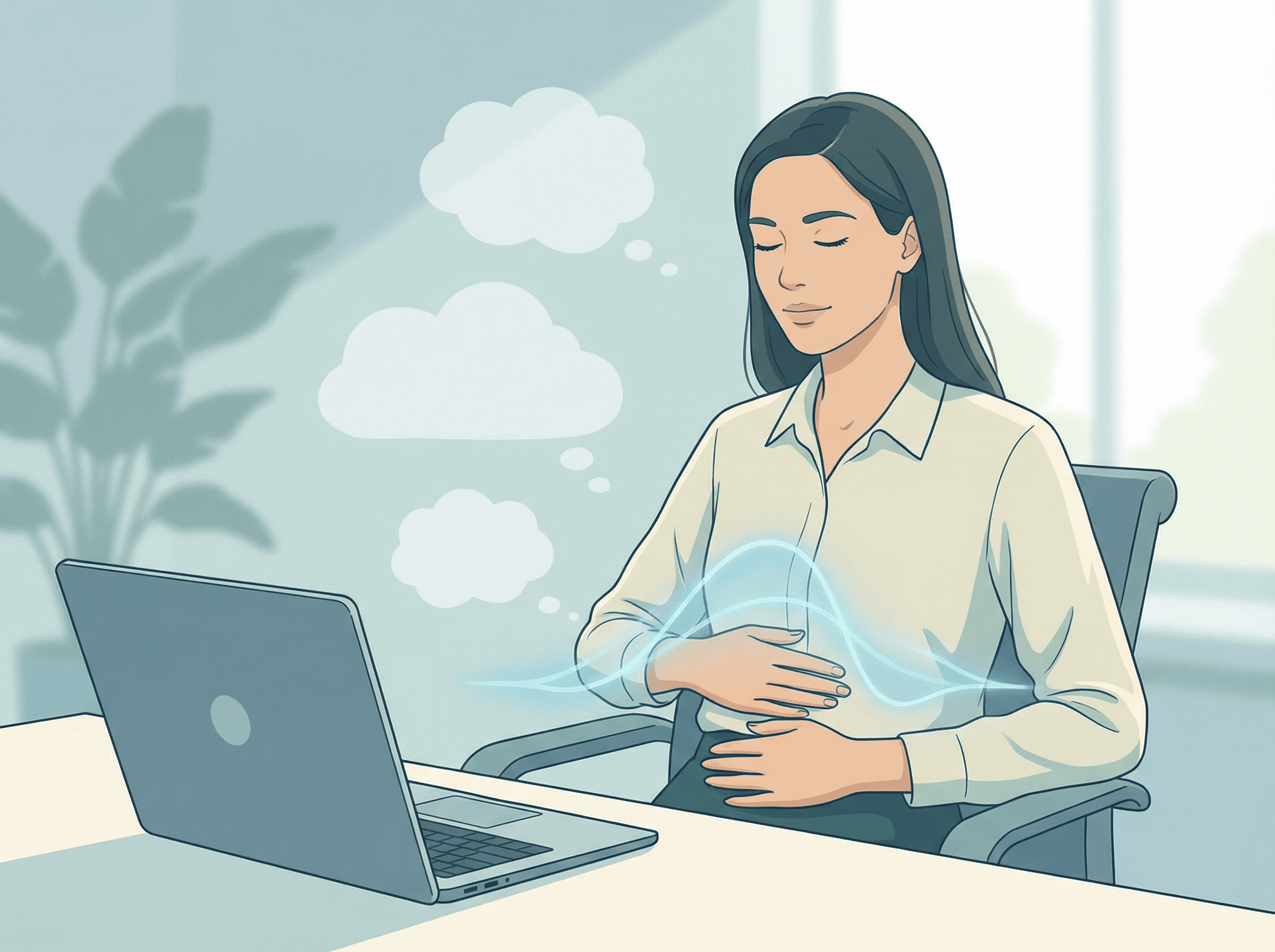 Técnicas de respiração diafragmática ajudam a regular os sintomas físicos da ansiedade