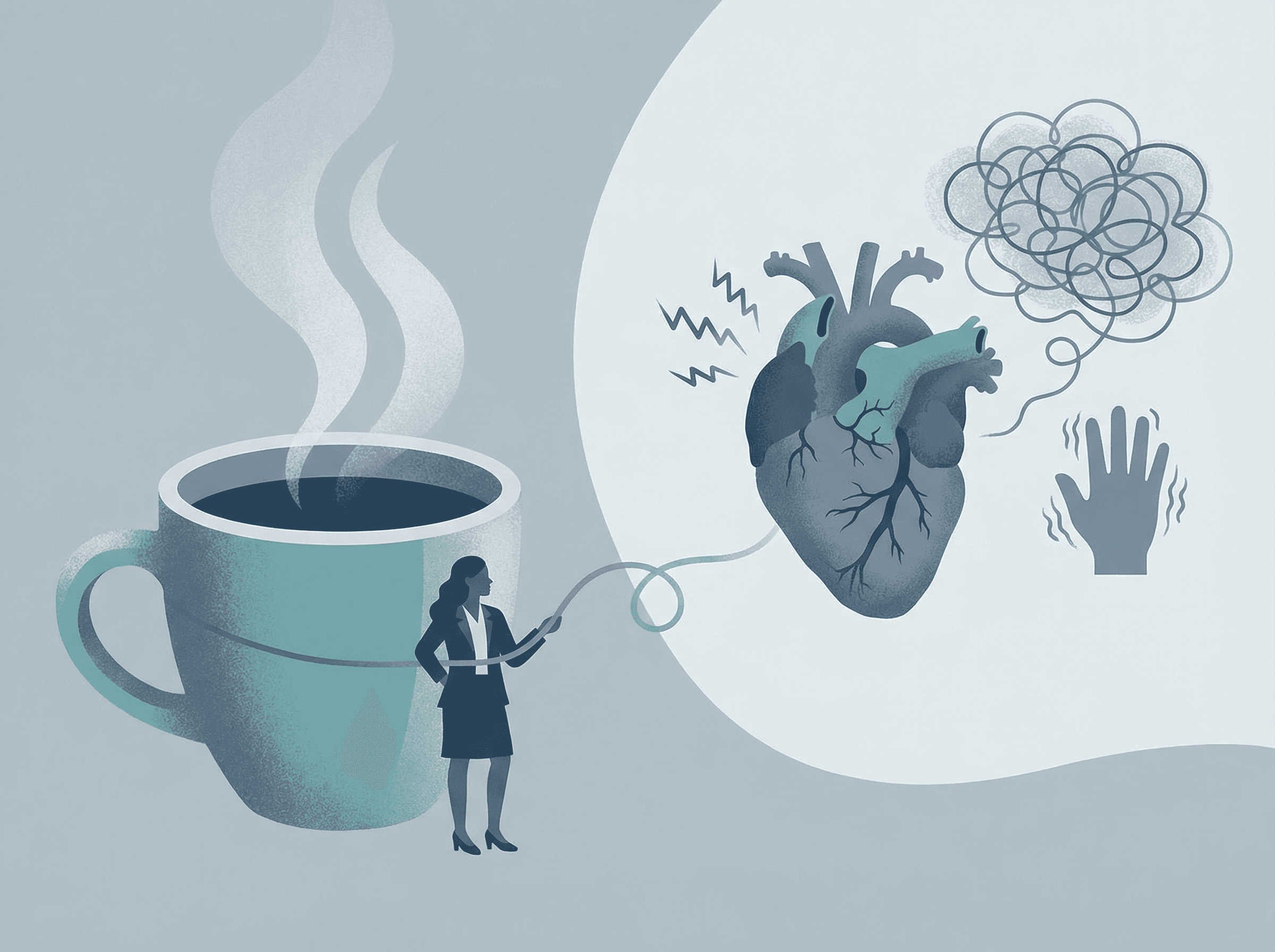 A cafeína pode intensificar sintomas de ansiedade como taquicardia e nervosismo