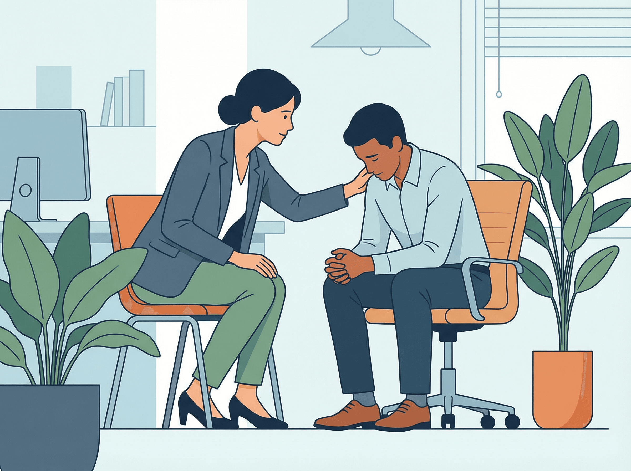 Oferecer presença calma e segura é fundamental durante um ataque de pânico