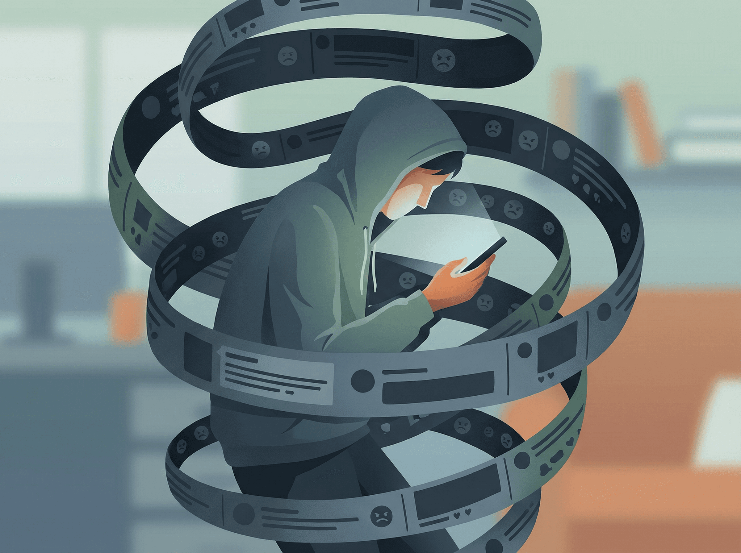 O doomscrolling cria um ciclo vicioso de busca por informação e aumento da ansiedade