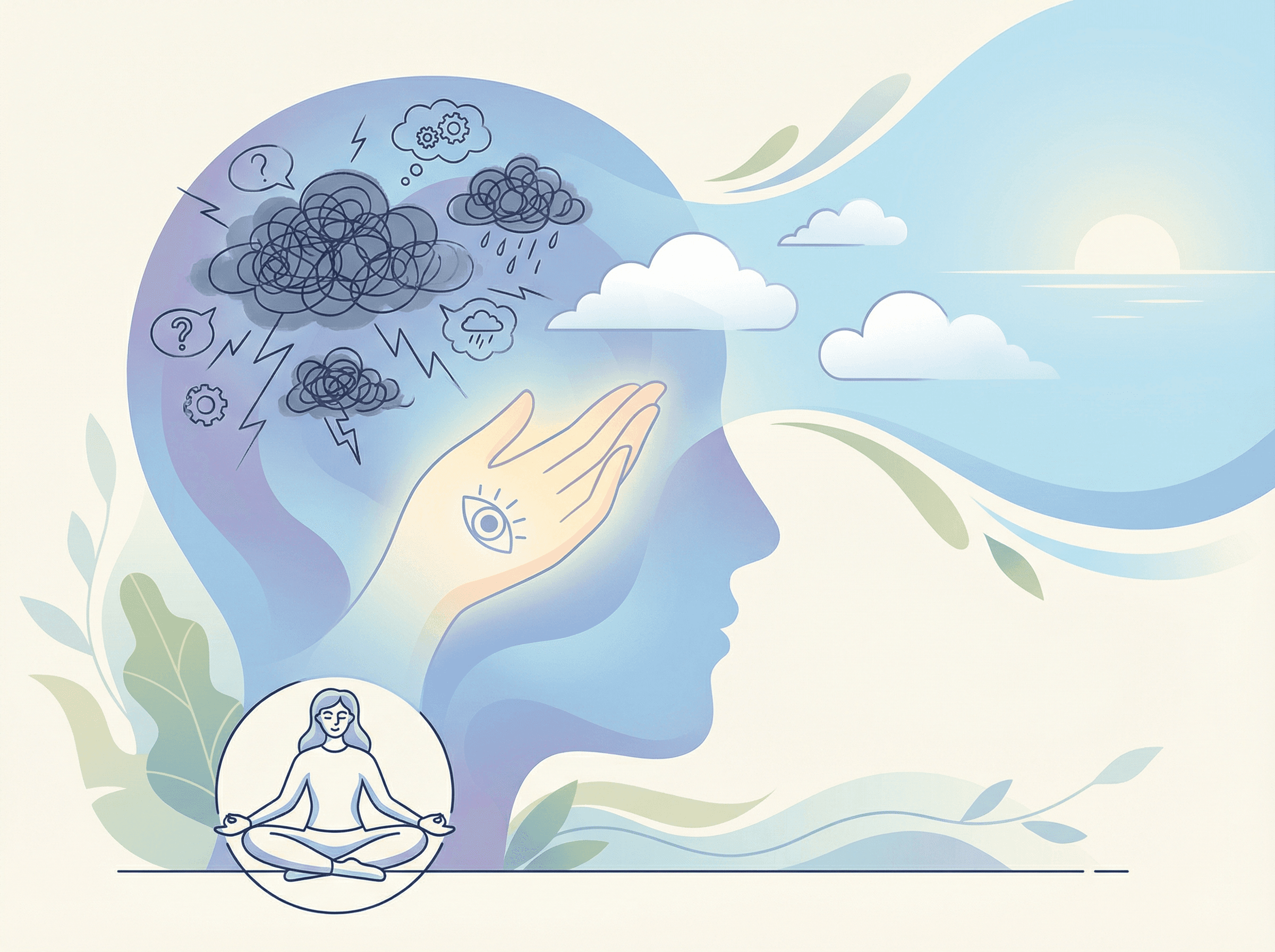 Observar pensamentos como nuvens passando — sem precisar controlá-los