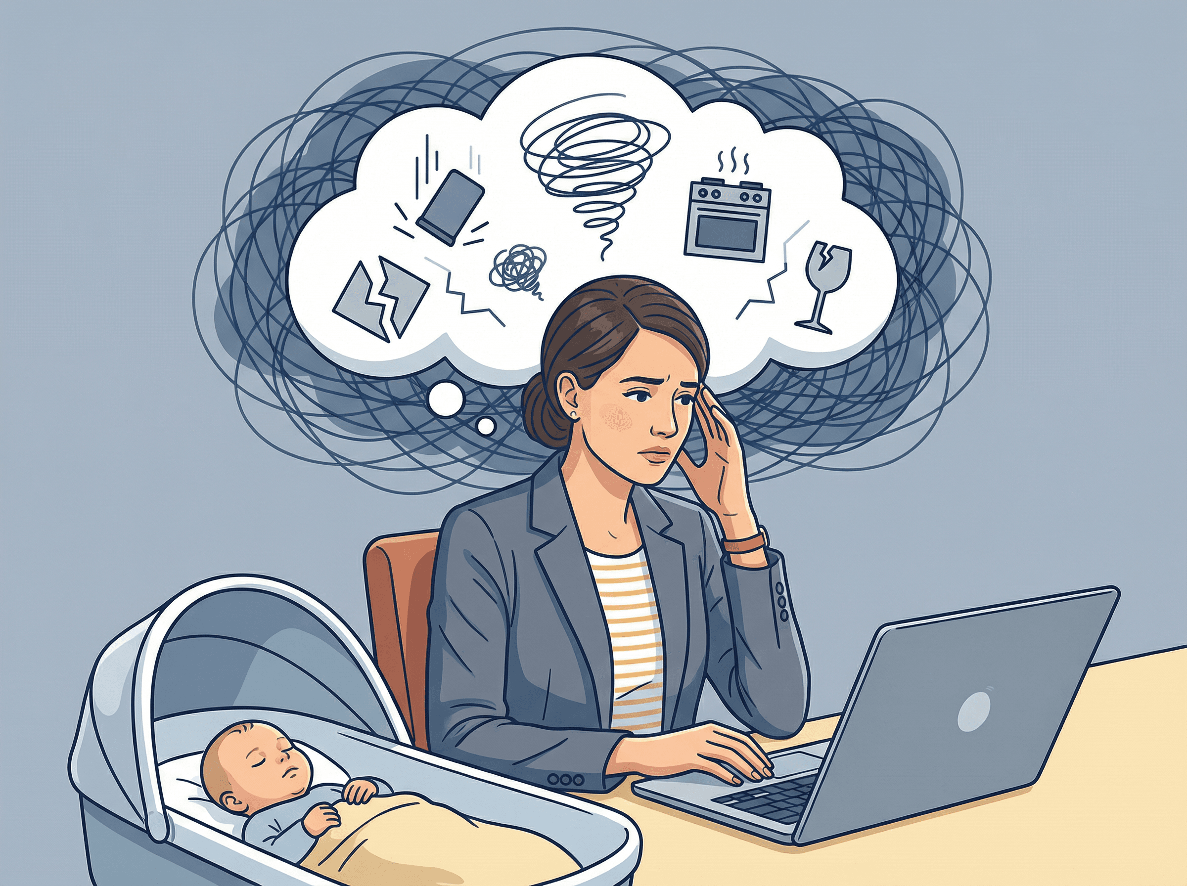 Pensamentos intrusivos e preocupação excessiva são comuns na ansiedade pós-parto