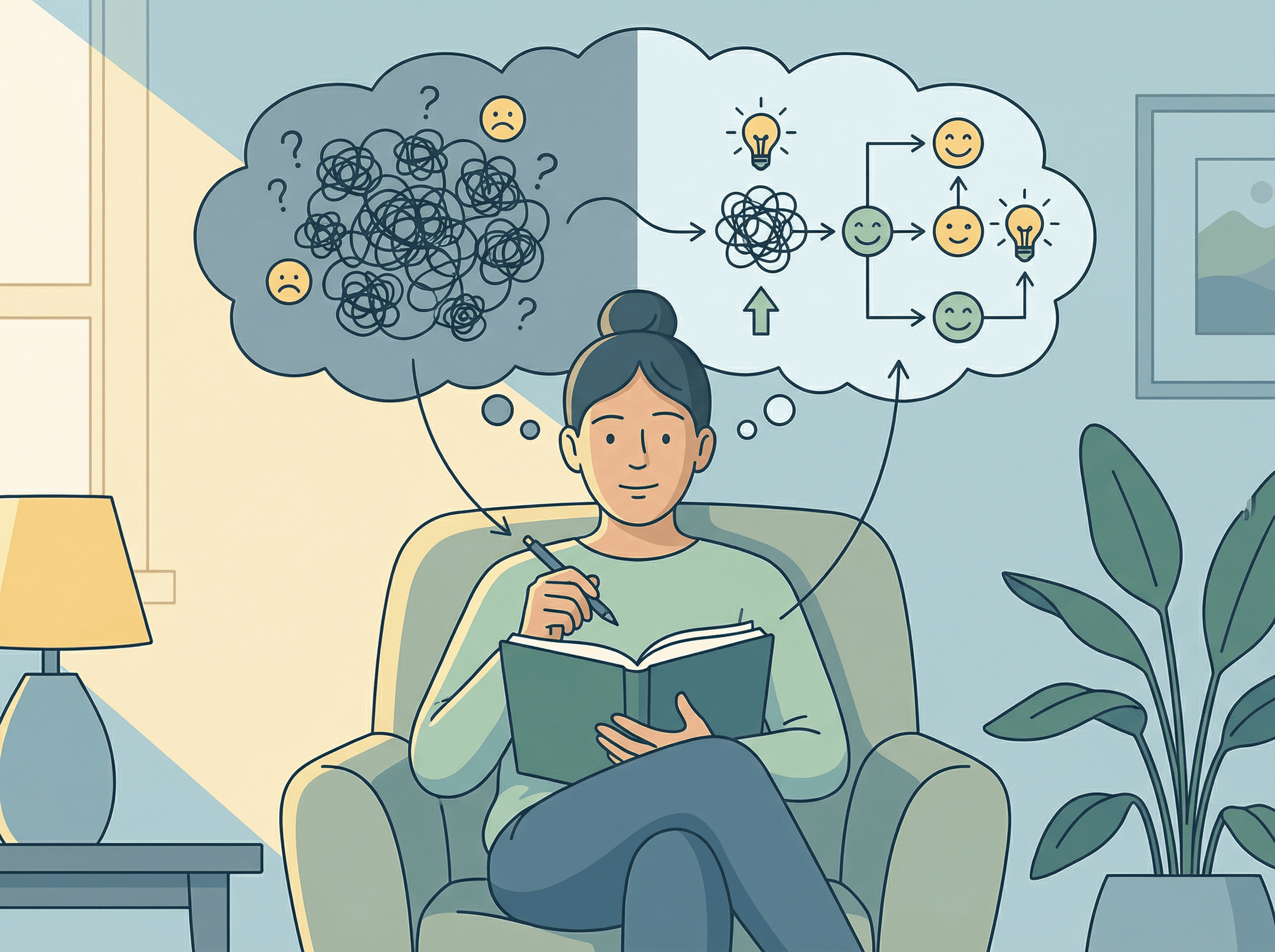 Usando registro de pensamentos para questionar distorções cognitivas