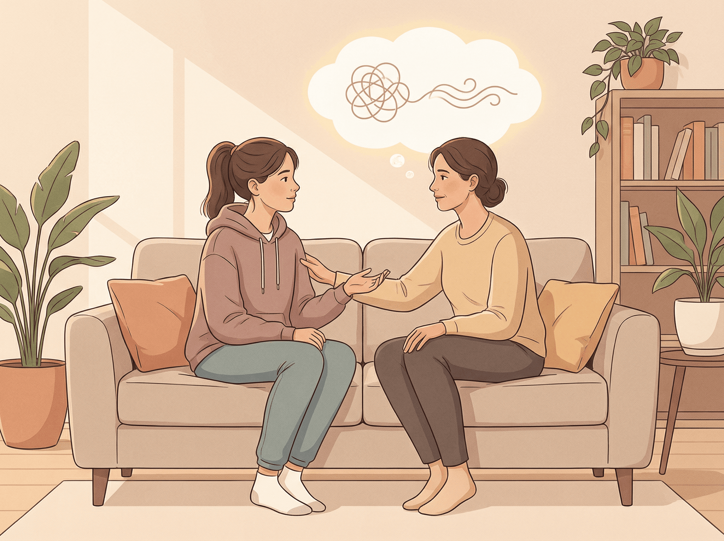 Conversa aberta e acolhedora entre pai/mãe e adolescente