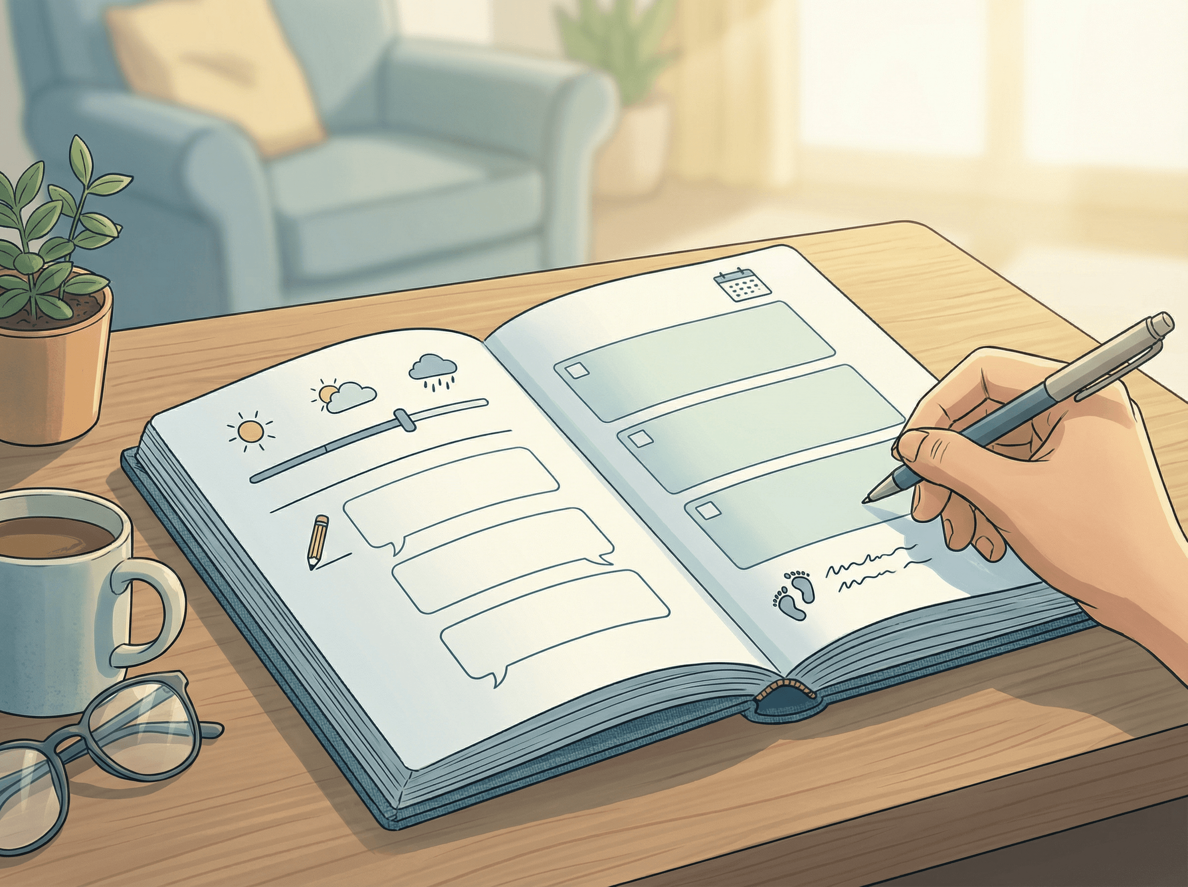 Diário de humor e registro de pensamentos