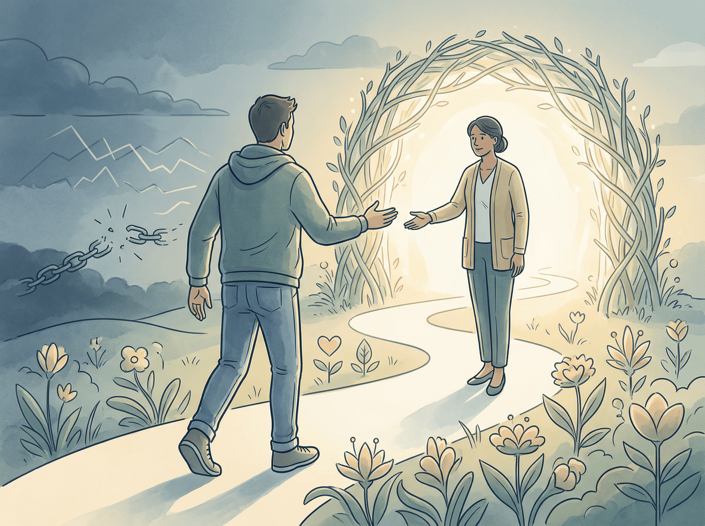 Caminho de recuperação e apoio