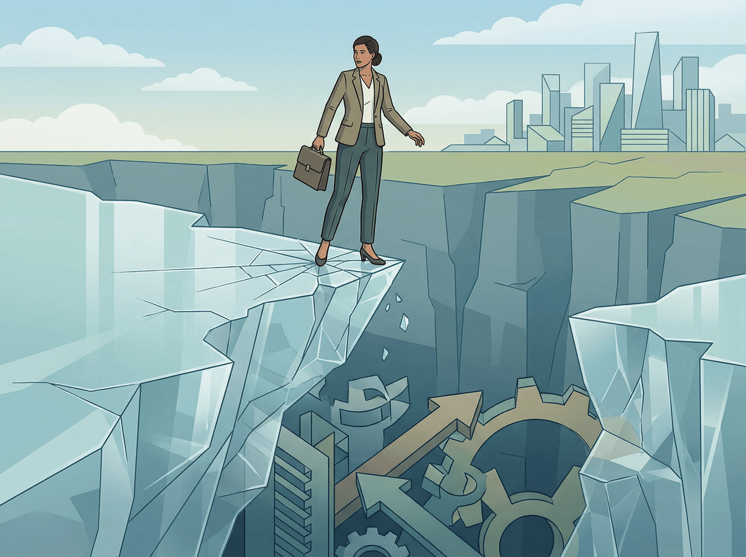 O penhasco de vidro na liderança